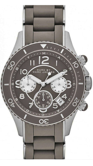 Marc Jacobs Rock Chronograph Grey Dial Grey Silicone Strap Watch for Women - MBM2595