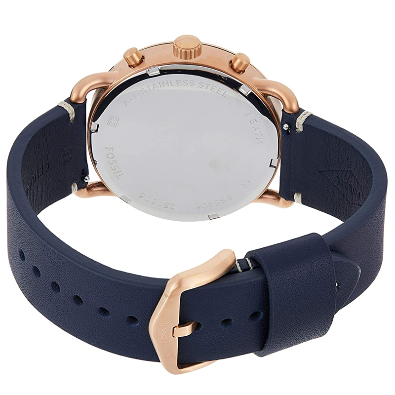 Fossil The Commuter Blue Dial Blue Leather Strap Watch for Men - FS5404