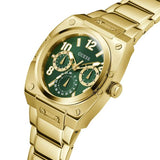Guess Trend Analog Green Dial Gold Steel Strap Watch For Men - GW0624G2