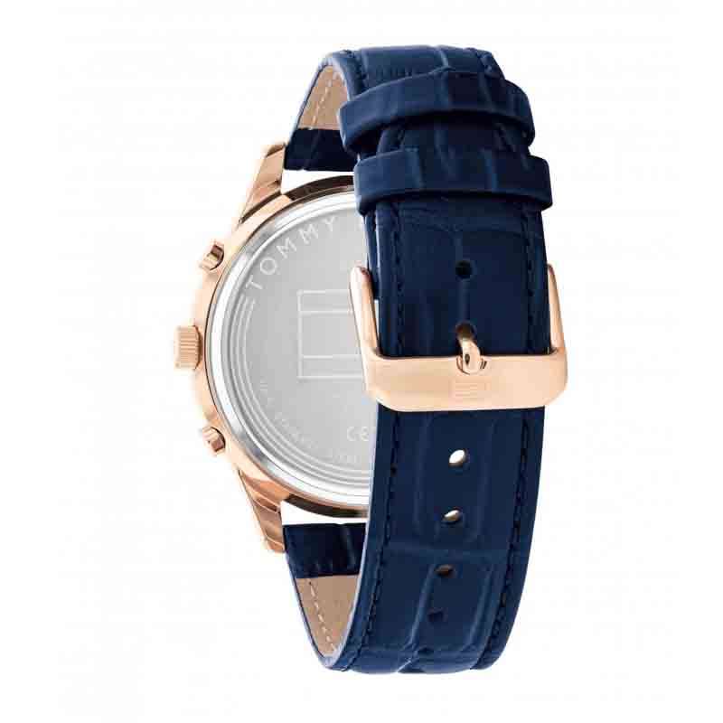 Tommy Hilfiger Weston Chronograph Blue Dial Blue Leather Strap Watch For Men - 1710503