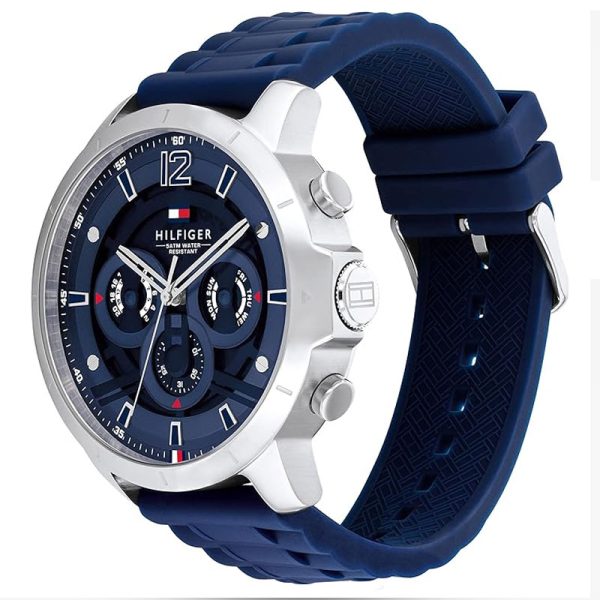 Tommy Hilfiger Luca Chronograph Blue Dial Blue Silicone Strap Watch For Men - 1710489