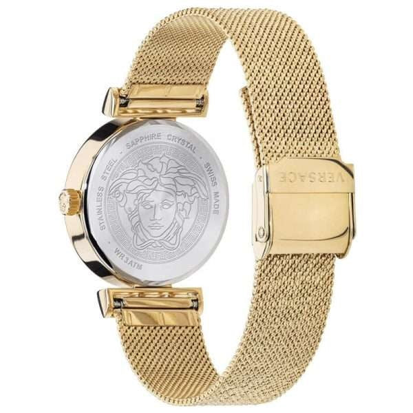 Versace Meander Black Dial Gold Mesh Bracelet Watch for Women - VELW00720