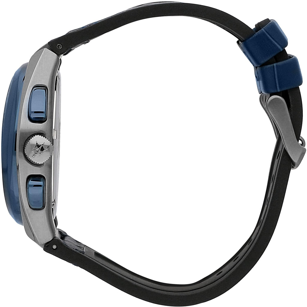 Maserati Triconic Chronograph White Dial Blue Leather Strap Watch For Men - R8871639001