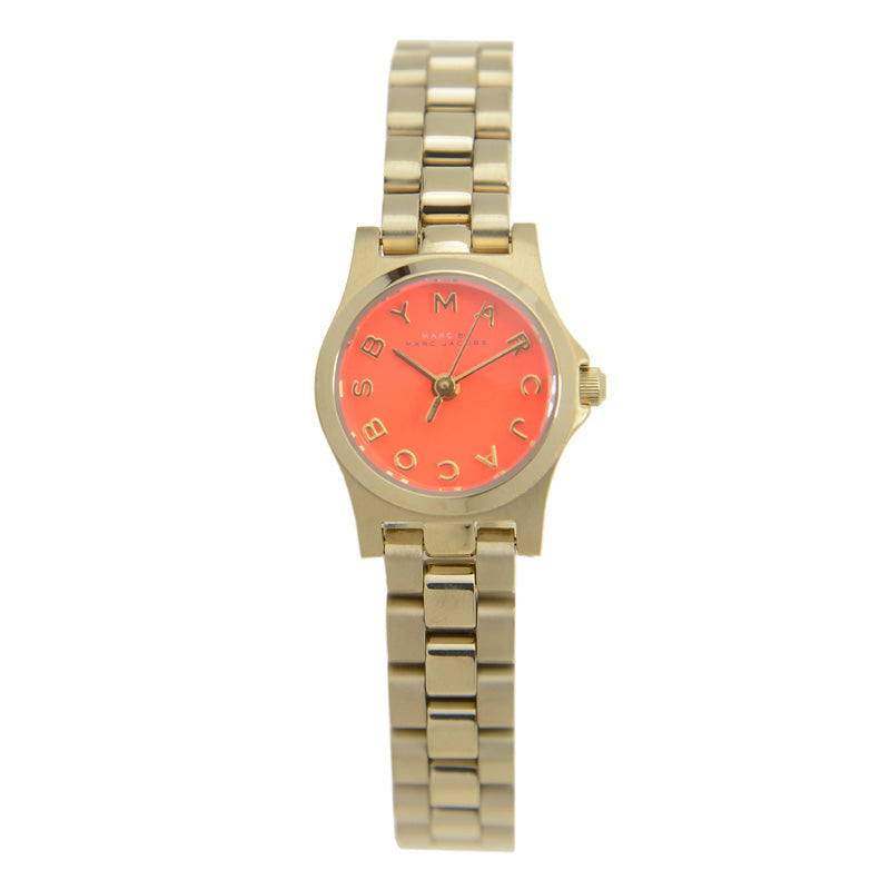 Marc Jacobs Henry Dinky Red Dial Gold Steel Strap Watch for Women - MBM3202