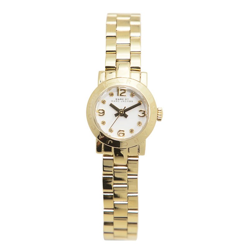 Marc Jacobs Amy Dinky White Dial Gold Steel Strap Watch for Women - MBM3226