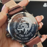 Diesel Mr Daddy Chronograph Blue Dial Brown Leather Strap Watch For Men - DZ7314