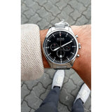 Hugo Boss Pioneer Black Dial Silver Steel Strap Watch for Men - 1513712