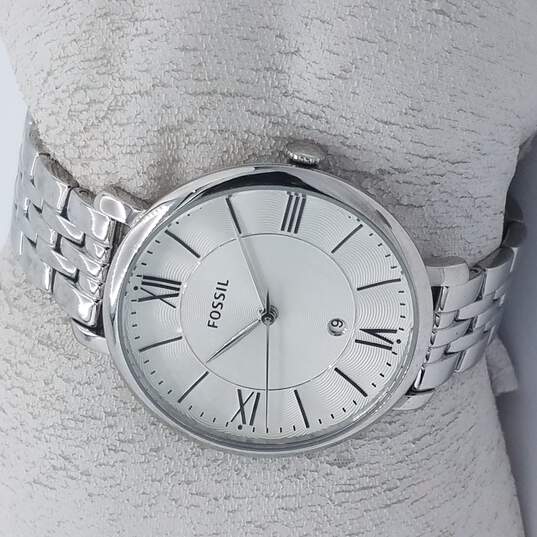 Fossil Jacqueline White Dial Silver Steel Strap Watch for Women - ES3698
