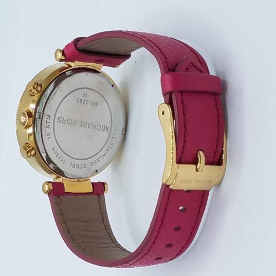 Michael Kors Parker Chronograph White Dial Pink Leather Strap Watch for Women - MK2297