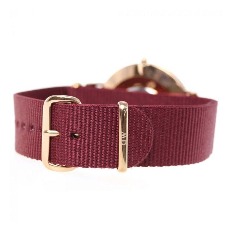 Daniel Wellington Classic Roselyn Black Dial Maroon Nylon Strap Watch For Women - DW00100269
