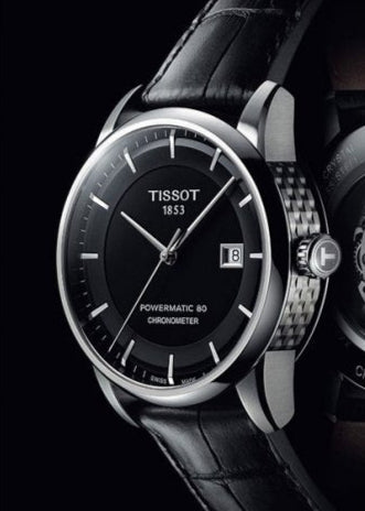 Tissot T Classic Luxury Powermatic 80 Black Dial Black Leather Strap Watch For Men - T086.408.16.051.00