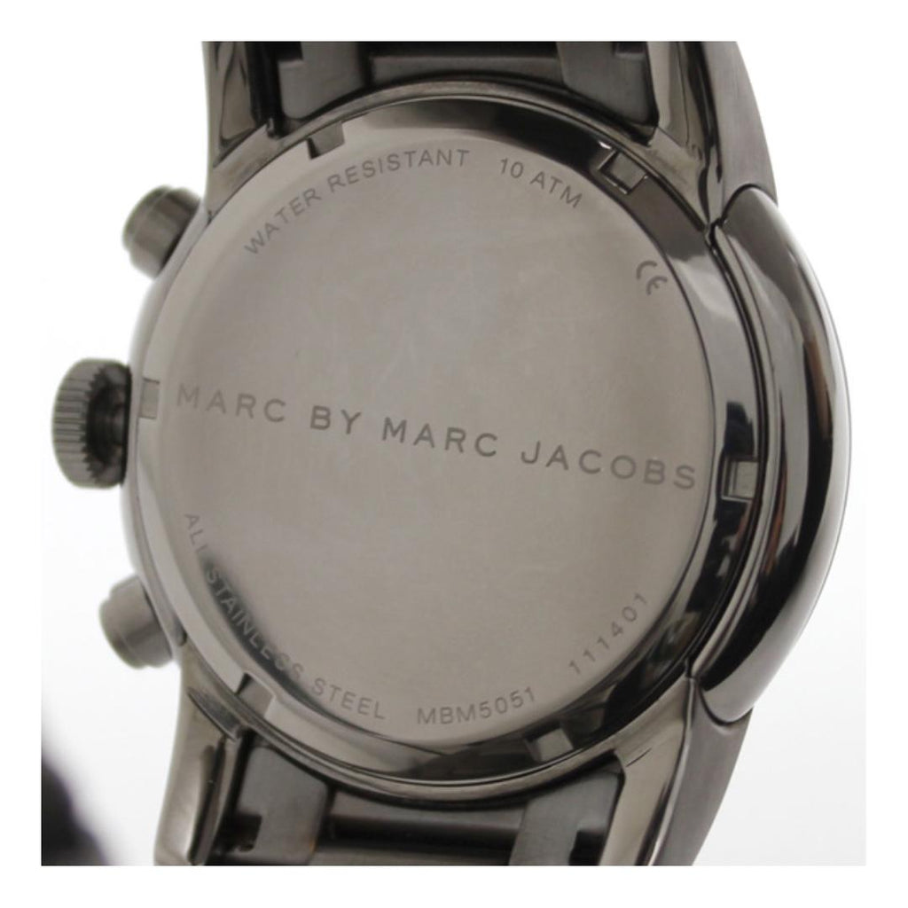 Marc Jacobs Larry Chronograph Black Dial Grey Steel Strap Watch for Men - MBM5051