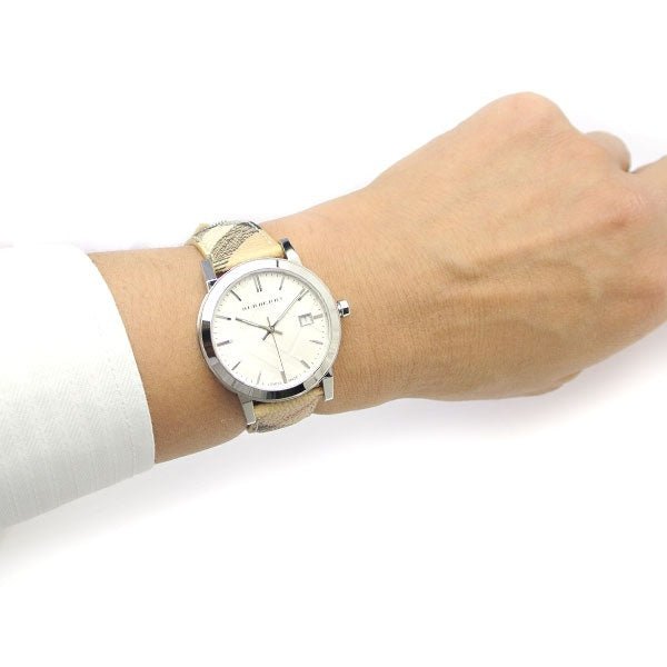 Burberry The City Silver Dial Brown Leather Strap Watch for Women - BU9025