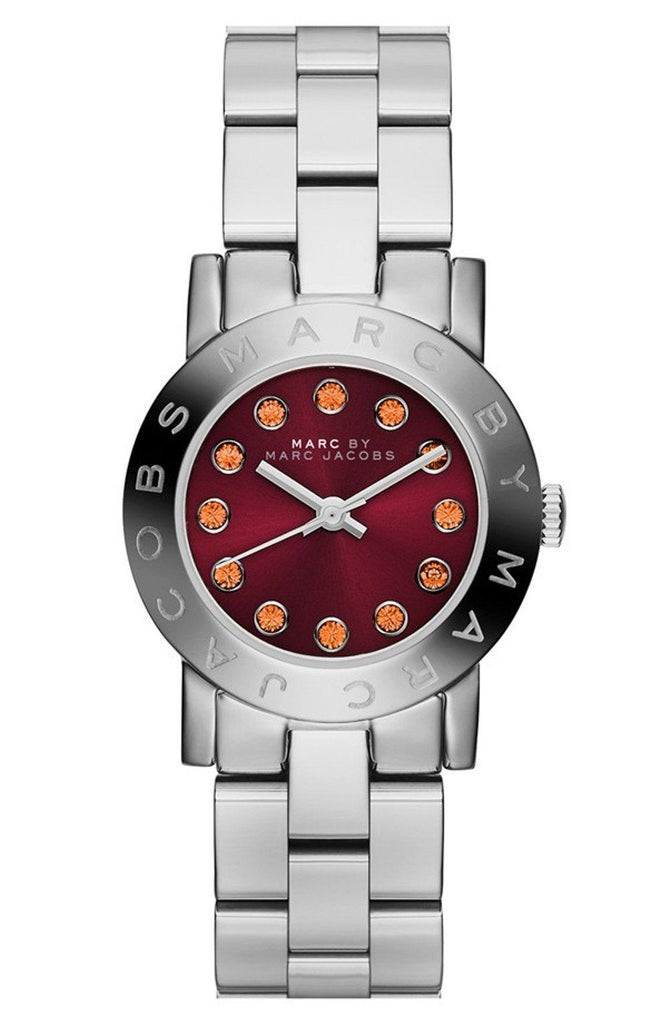 Marc Jacobs Amy Red Dial Silver Steel Strap Watch for Women - MBM3335