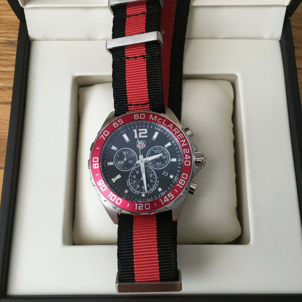 Tag Heuer Formula 1 McLaren Limited Edition Chronograph Black Dial Two Tone NATO Strap Watch for Men - CAZ1112.FC8188