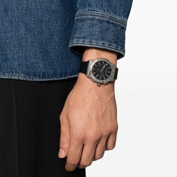 Salvatore Ferragamo 1927 Chrono Analog Black Dial Black Leather Strap Watch for Men -  SFKZ00123