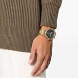 Salvatore Ferragamo Sapphire Chrono Black Dial Gold Steel Strap Watch for Men - SFME01323