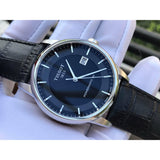 Tissot T Classic Luxury Powermatic 80 Black Dial Black Leather Strap Watch For Men - T086.408.16.051.00