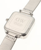Daniel Wellington Quadro Studio White Dial Silver Mesh Bracelet Watch For Women - DW00100521