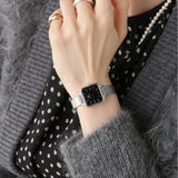 Daniel Wellington Quadro Studio Black Dial Silver Mesh Strap Watch For Women - DW00100522