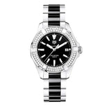 Tag Heuer Aquaracer Quartz Diamonds Black Dial Two Tone Steel Strap Watch for Men - WAY131E.BA0913
