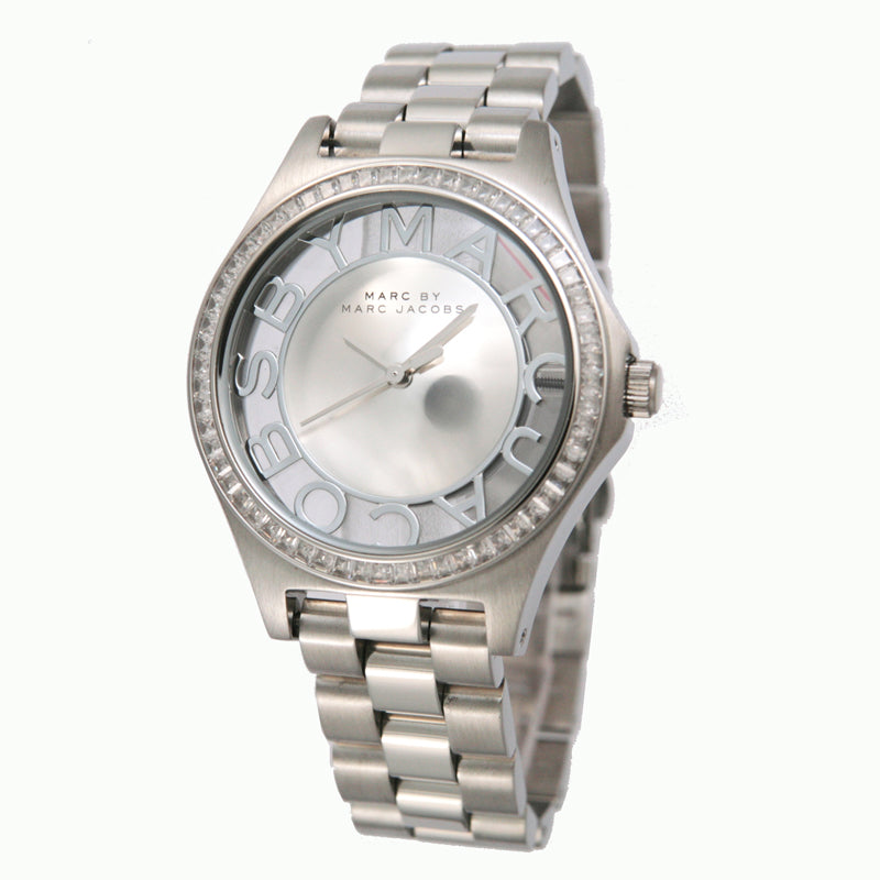 Marc Jacobs Henry Transparent Silver Dial Silver Steel Strap Watch for Women - MBM3337