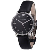 Emporio Armani Classic Quartz Black Dial Black Leather Strap Watch For Women - AR1600