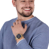 Maserati Successo Chronograph Blue Dial Gold Steel Strap Watch For Men - R8873621021