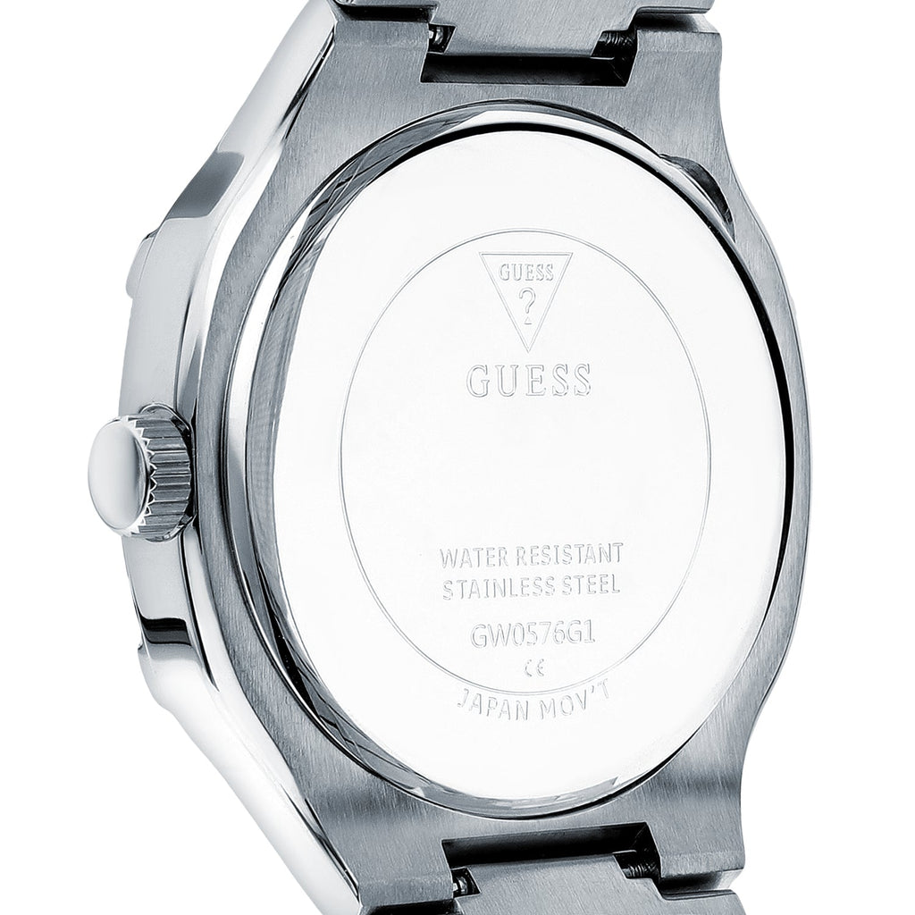 Guess Duke Glitz Black Dial Silver Steel Strap Watch For Men - GW0576G1