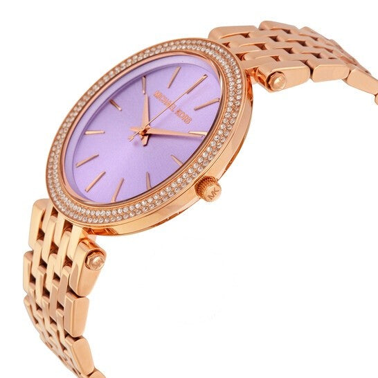Michael Kors Darci Purple Dial Rose Gold Steel Strap Watch for Women - MK3400