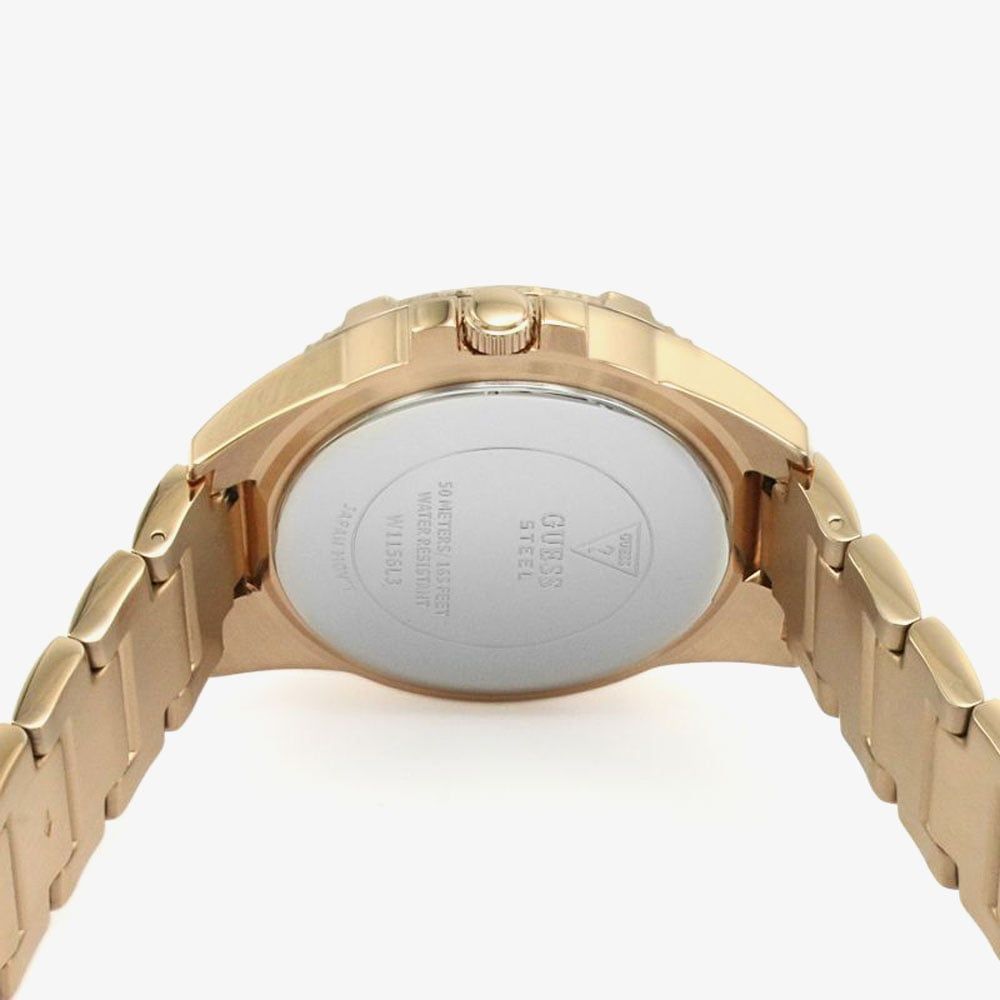 Guess Frontier Diamonds Rose Gold Dial Rose Gold Steel Strap Watch For Women - W1156L3