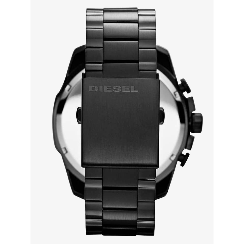 Diesel Mega Chief Chronograph Black Dial Black Steel Strap Watch For Men - DZ4283