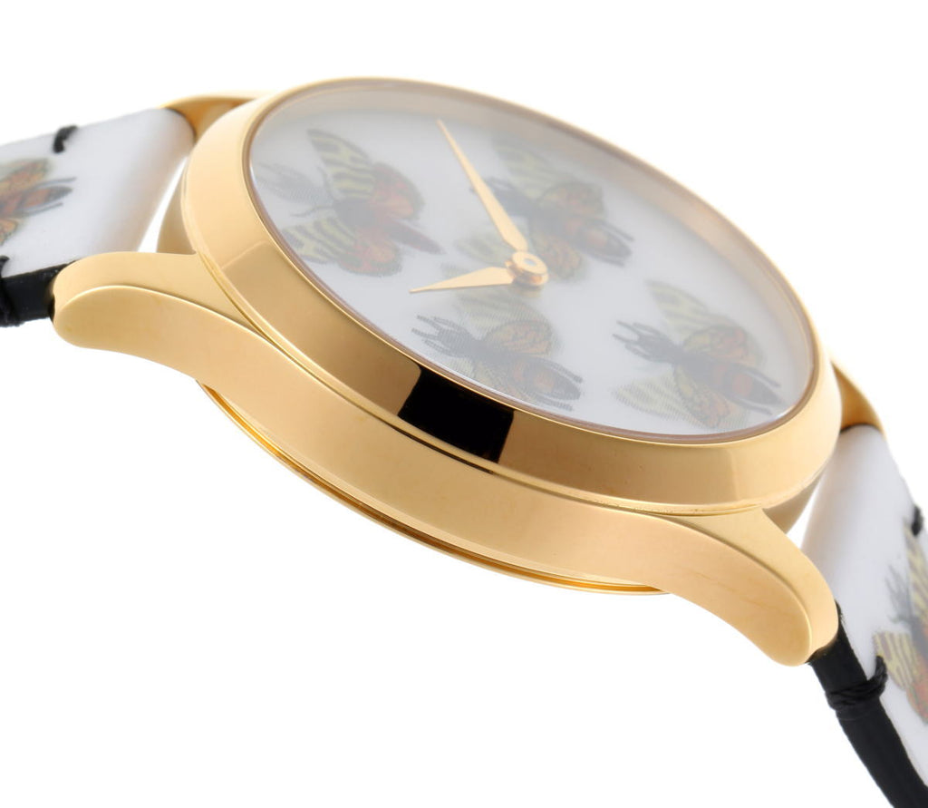 Gucci G Timeless Quartz White Dial White Leather Strap Watch For Women - YA1264109