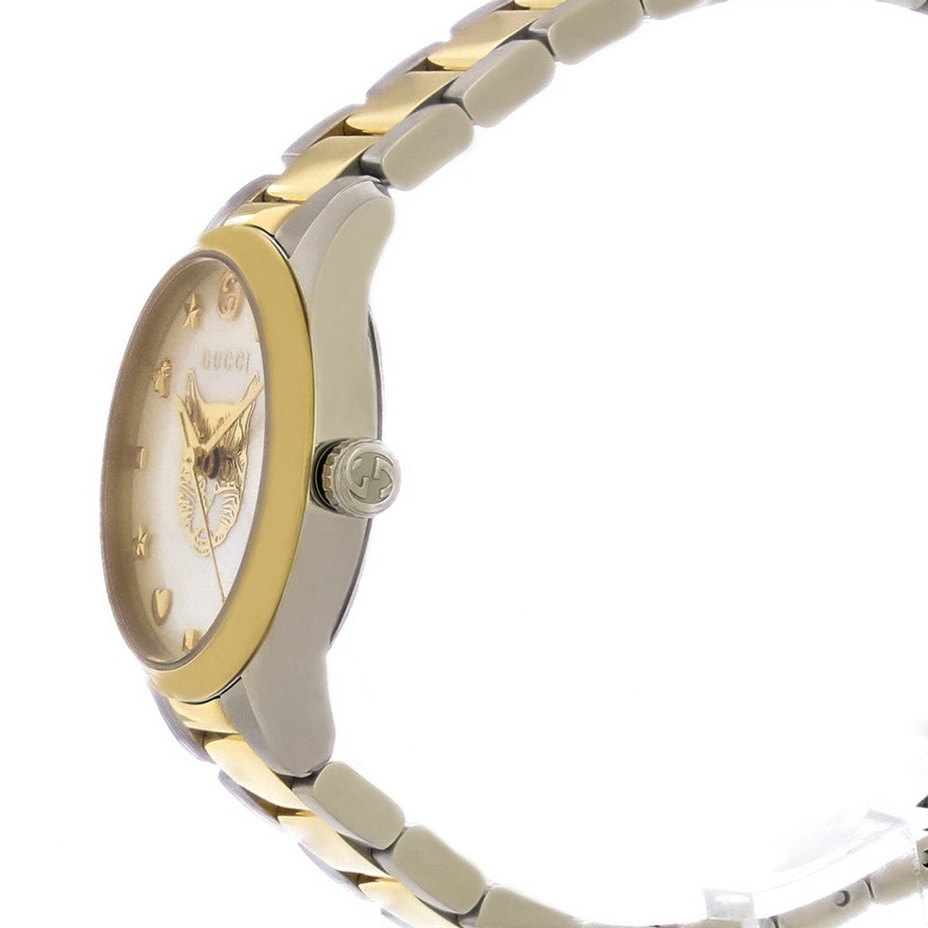 Gucci G Timeless Quartz Mother of Pearl Dial Two Tone Steel Strap Watch For Women - YA1265012
