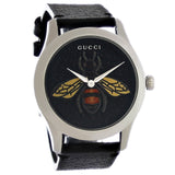 Gucci G Timeless Bee Black Dial Black Leather Strap Watch For Women - YA1264067
