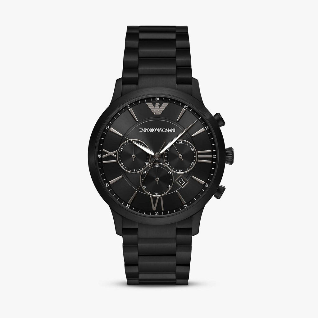 Emporio Armani Giovanni Chronograph Black Dial Black Steel Strap Watch For Men - AR11349