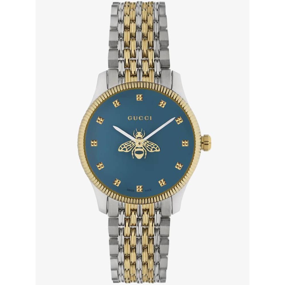 Gucci G Timeless Quartz Blue Dial Two Tone Steel Strap Watch For Women - YA1265029