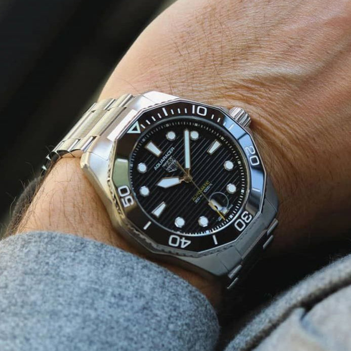 Tag Heuer Aquaracer Professional 300 Automatic Black Dial Silver Steel Strap Watch for Men - WBP201A.BA0632