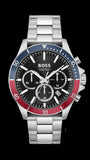 Hugo Boss Troper Chronograph Black Dial Silver Steel Strap Watch For Men - 1514108