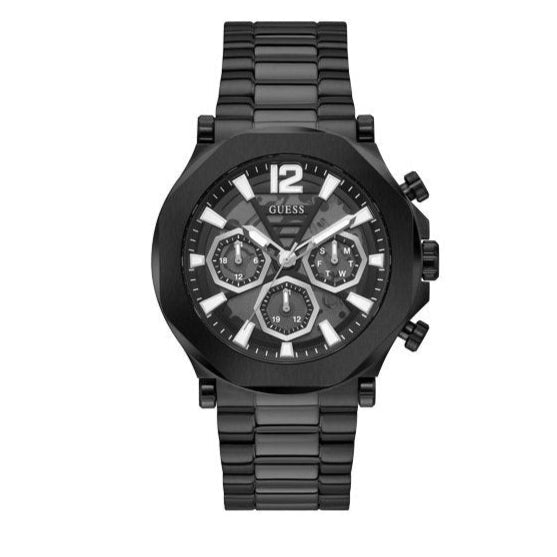 Guess Edge Chronograph Black Dial Black Steel Strap Watch For Men - GW0539G3