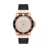 Michael Kors Everest Analog Rose Gold Dial Black Silicone Strap Watch For Women - MK7358