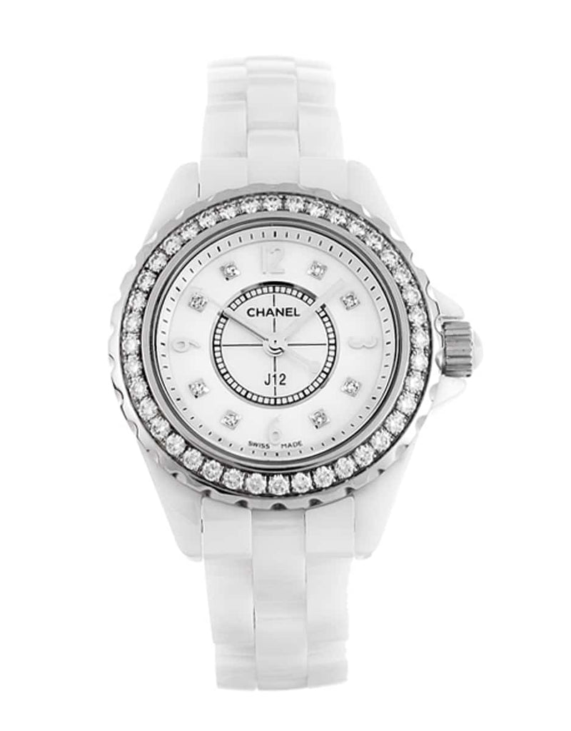 Chanel J12 Diamonds Quartz White Dial White Steel Strap Watch for Women - J12 H2572