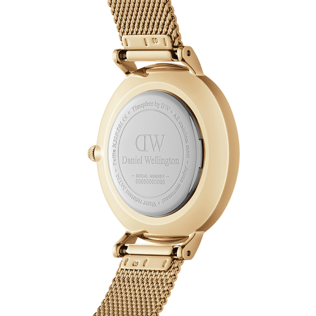 Daniel Wellington Classic Petite Evergold Black Dial Gold Mesh Bracelet Watch For Women - DW00100349