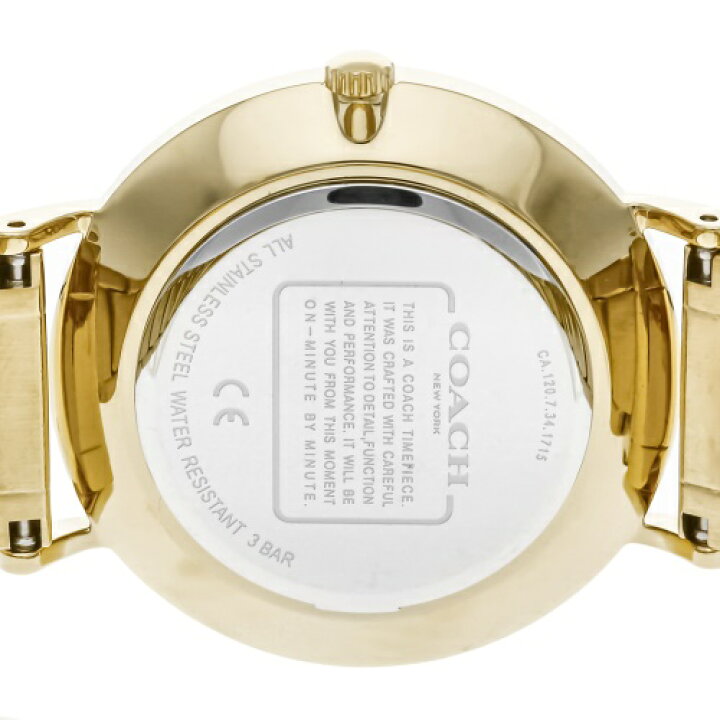 Coach Perry White Dial Gold Steel Strap Watch for Women - 14503345