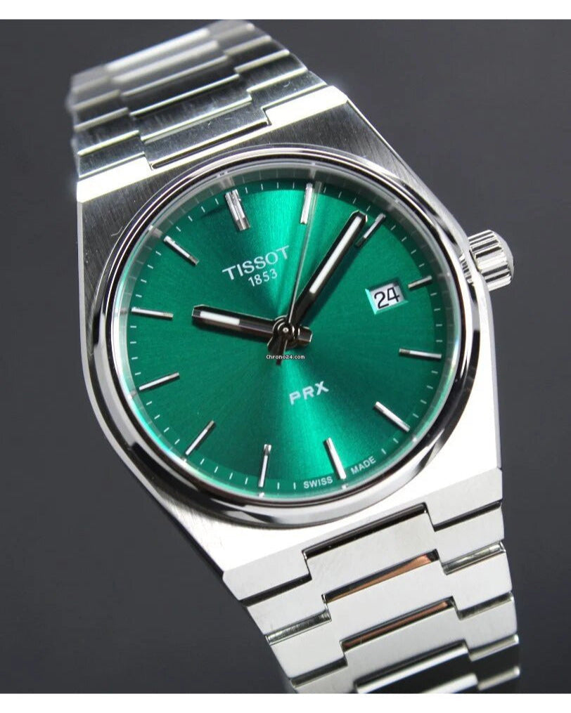 Tissot PRX Green Dial Silver Steel Strap Watch For Men - T137.410.11.091.00