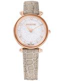 Swarovski Crystalline Wonder Silver Dial Beige Leather Strap Watch for Women - 5656899