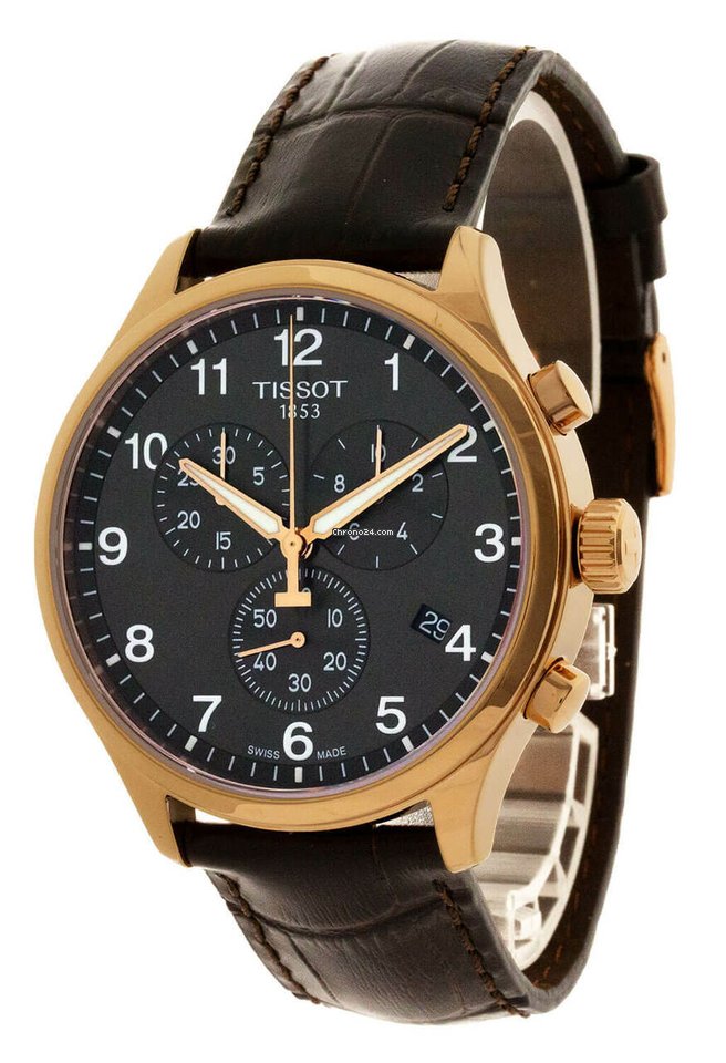Tissot T Sport Chrono XL Classic Brown Dial Brown Leather Strap Watch For Men - T116.617.36.057.01