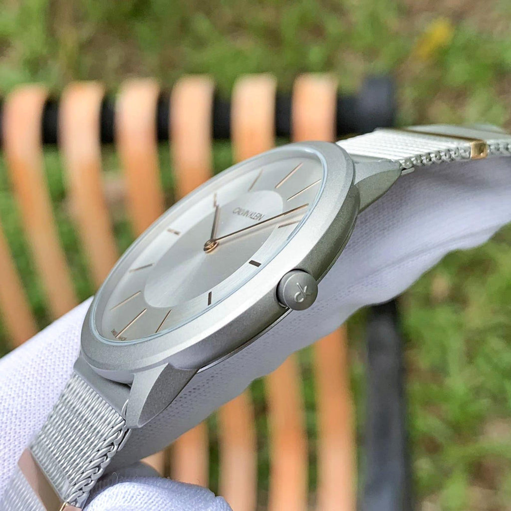 Calvin Klein Minimal Silver Dial Silver Mesh Strap Watch For Men - K3M521Y6