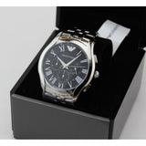 Emporio Armani Classic Chronograph Black Dial Silver Steel Strap Watch For Men - AR1786