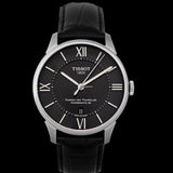Tissot Chemin Des Tourelles Powermatic 80 Black Dial Black Leather Strap Watch For Men - T099.407.16.058.00